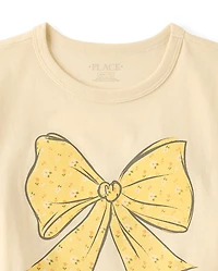 Girls Floral Bow Relaxed Graphic Tee