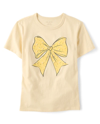 Girls Floral Bow Relaxed Graphic Tee