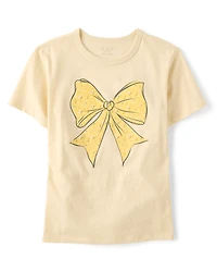 Girls Floral Bow Relaxed Graphic Tee