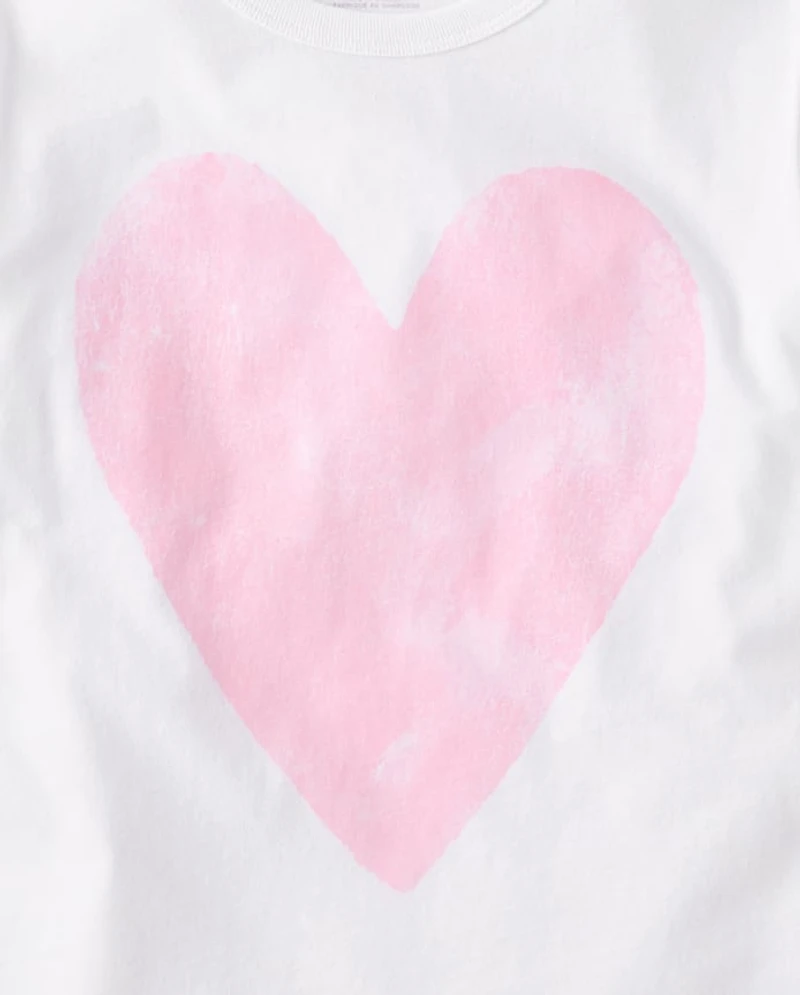 Girls Marled Heart Oversized Graphic Tee