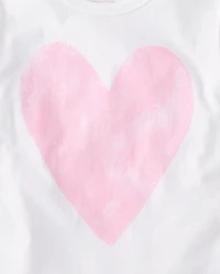 Girls Marled Heart Oversized Graphic Tee