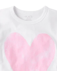 T-shirt graphique décontracté à cœur chiné pour filles
