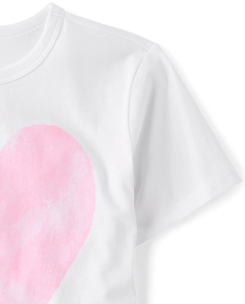 Girls Marled Heart Relaxed Graphic Tee