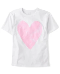 Girls Marled Heart Oversized Graphic Tee
