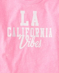 Girls Marled LA California Vibes Oversized Graphic Tee