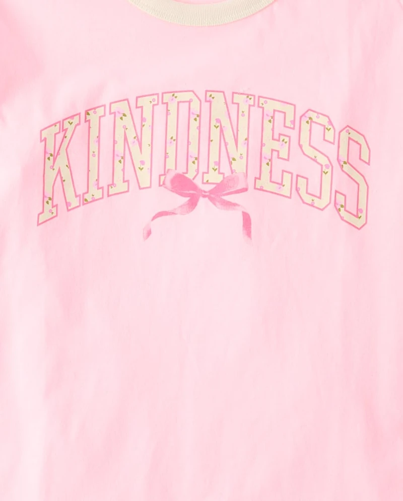 Girls Floral Kindness Relaxed Graphic Tee