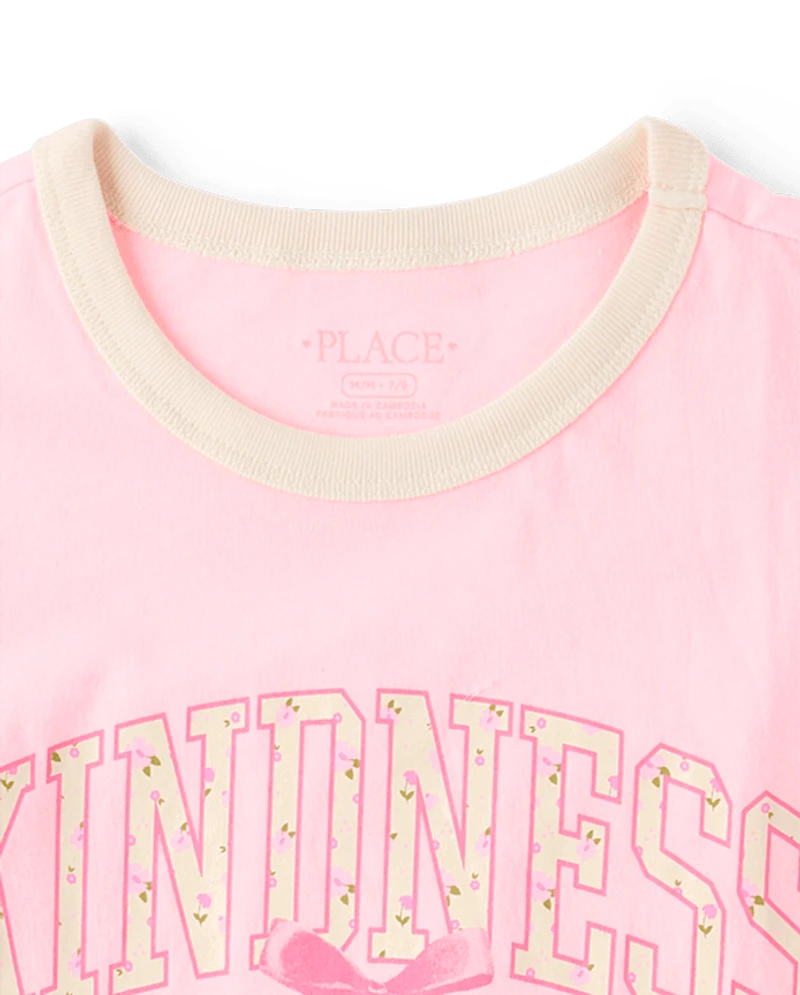 Girls Floral Kindness Relaxed Graphic Tee