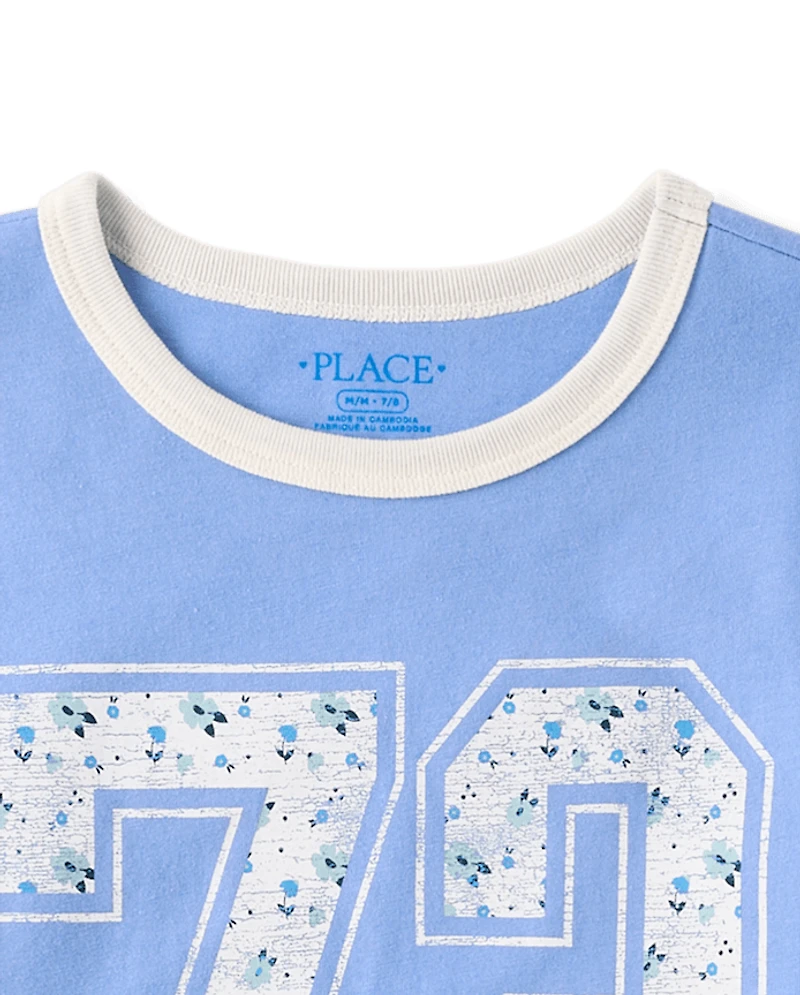 T-shirt graphique décontracté à fleurs pour filles 72