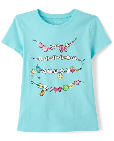 T-shirt graphique bracelet à breloques pour filles