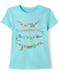 T-shirt graphique bracelet à breloques pour filles