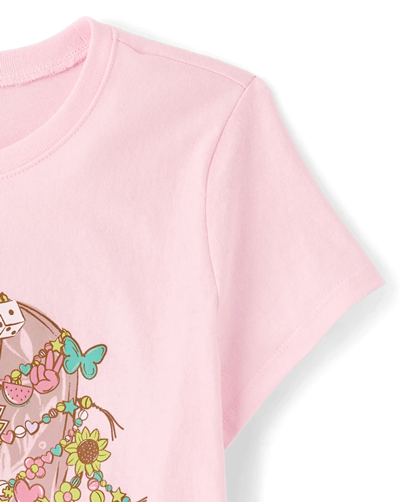 Girls Cowgirl Boot Charm Graphic Tee