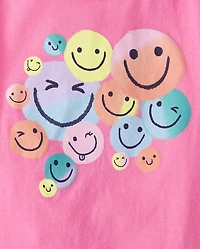 Girls Happy Face Graphic Tee