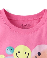 T-shirt graphique visage souriant pour filles