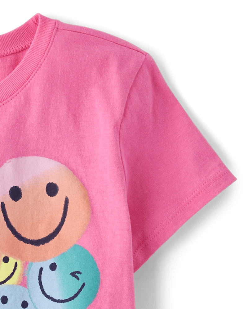 Girls Happy Face Graphic Tee