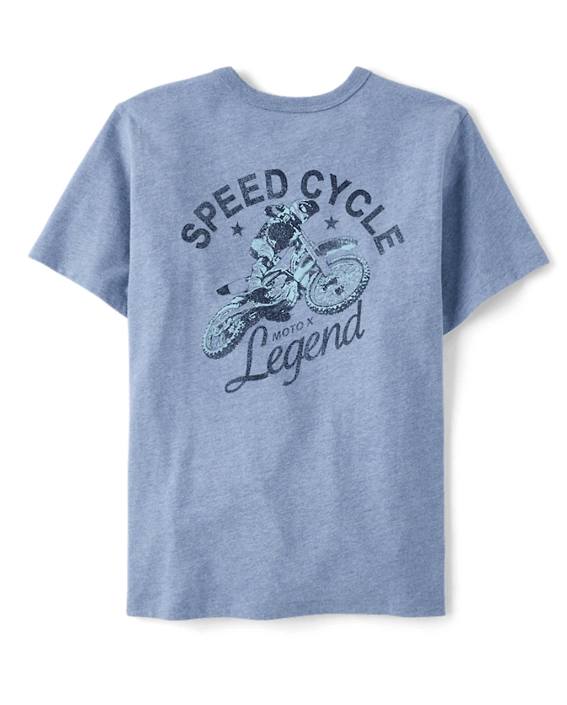 Boys Super Cycle Legend Front And Back Graphic Tee