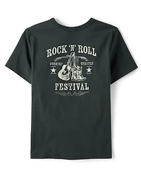 Boys Rock N' Roll Festival Front And Back Graphic Tee