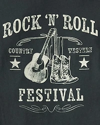Boys Rock N' Roll Festival Front And Back Graphic Tee