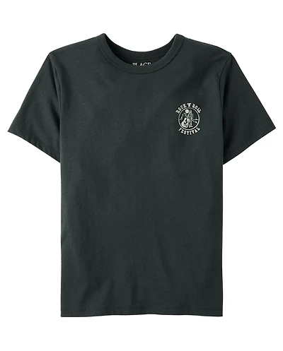 Boys Rock N' Roll Festival Front And Back Graphic Tee