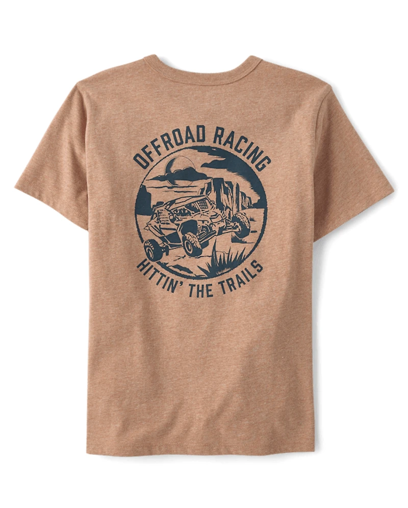 T-shirt graphique pour garçon, course tout-terrain, recto et verso