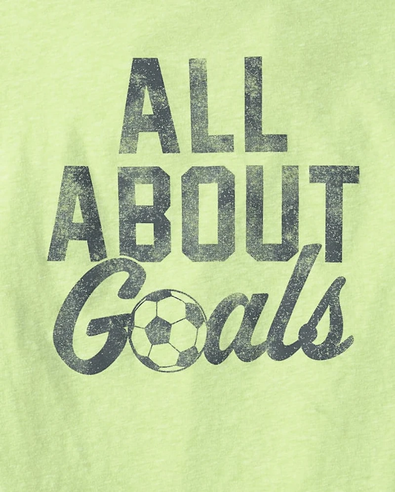 Boys Marled All About Goals Soccer Graphic Tee