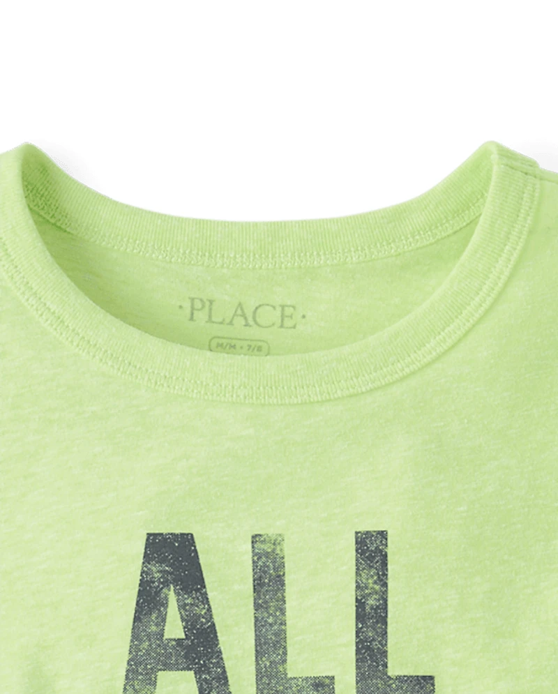 Boys Marled All About Goals Soccer Graphic Tee