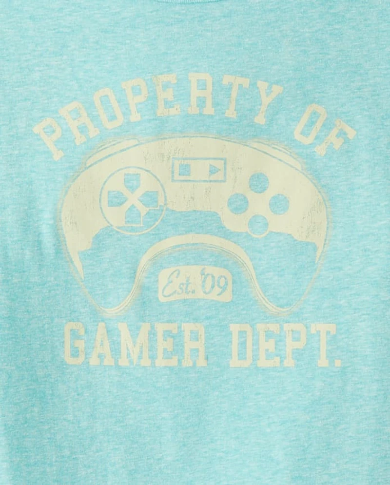 Boys Marled Property Of Gamer Dept. Graphic Tee