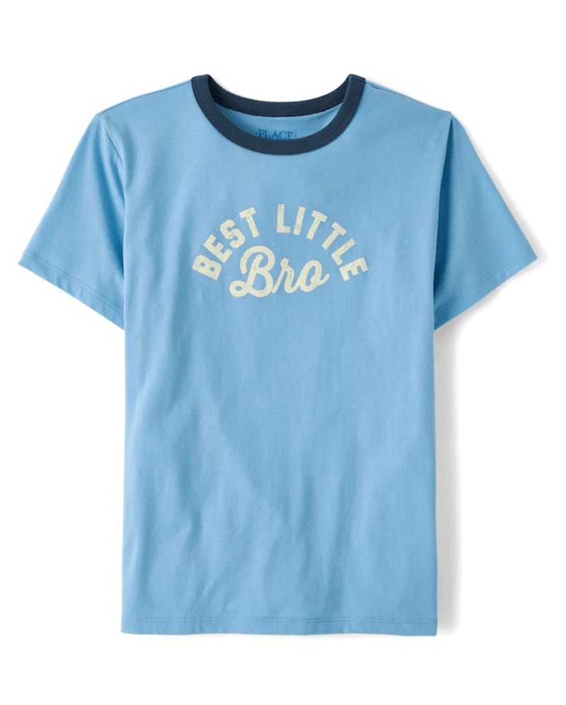 Boys Best Little Bro Graphic Ringer Tee