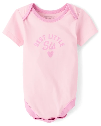 Baby Girls Best Little Sis Graphic Bodysuit
