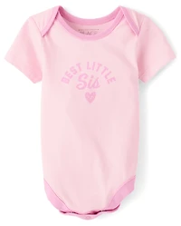 Baby Girls Best Little Sis Graphic Bodysuit