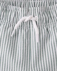 Boys Striped Seersucker Swim Trunks