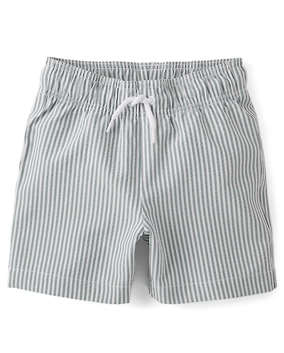 Boys Striped Seersucker Swim Trunks
