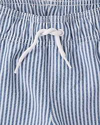 Boys Striped Seersucker Swim Trunks
