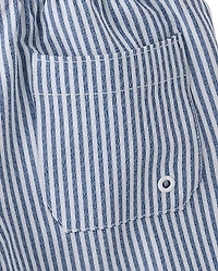 Boys Striped Seersucker Swim Trunks