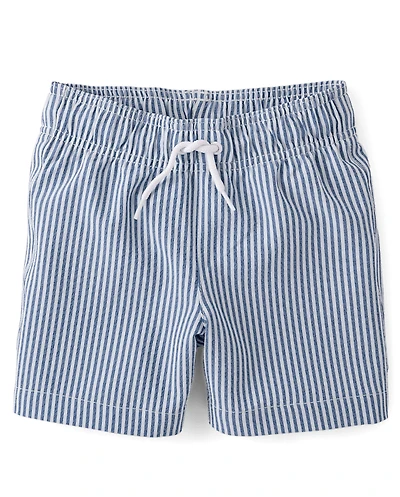 Boys Striped Seersucker Swim Trunks