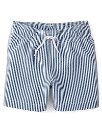 Boys Striped Seersucker Swim Trunks