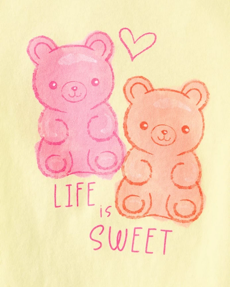 Baby And Toddler Girls Candy Bear Graphic Tee