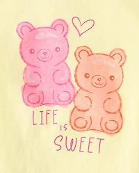 Baby And Toddler Girls Candy Bear Graphic Tee