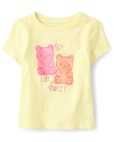 Baby And Toddler Girls Candy Bear Graphic Tee