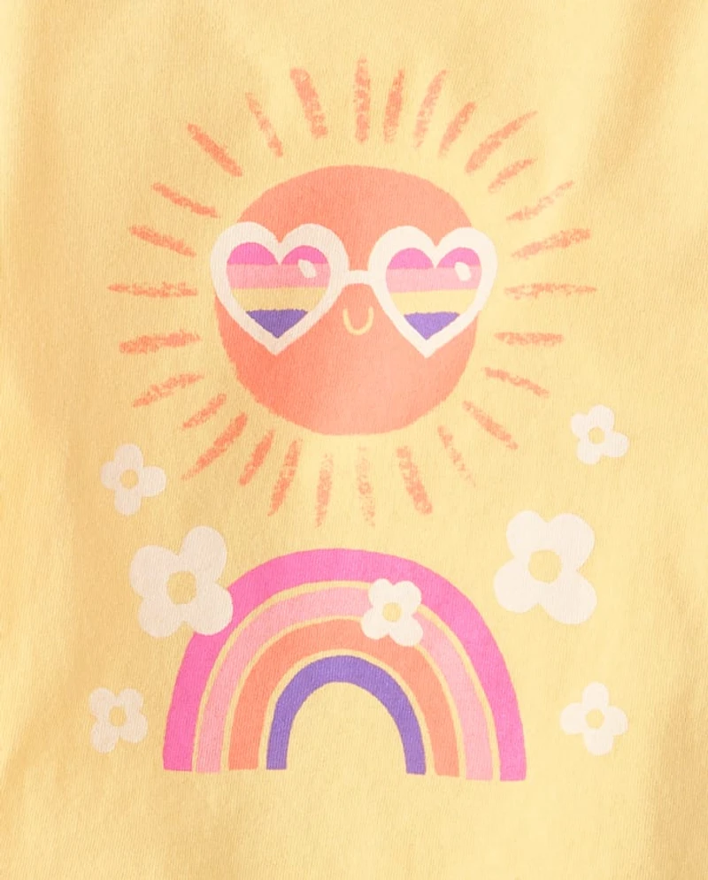 Baby And Toddler Girls Sun Rainbow Graphic Tee