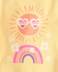 Baby And Toddler Girls Sun Rainbow Graphic Tee