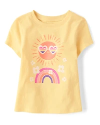 Baby And Toddler Girls Sun Rainbow Graphic Tee