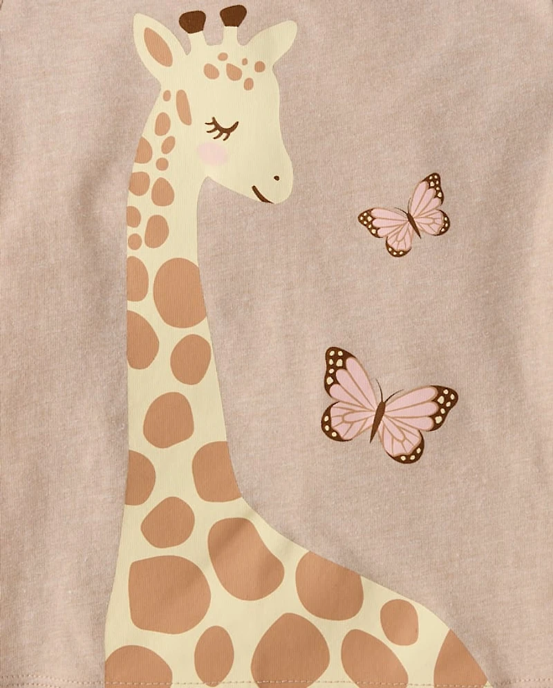 T-shirt graphique girafe pour bébés et petites filles