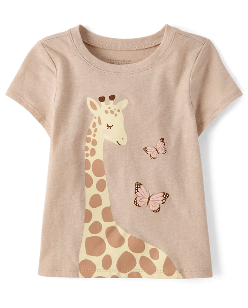 T-shirt graphique girafe pour bébés et petites filles