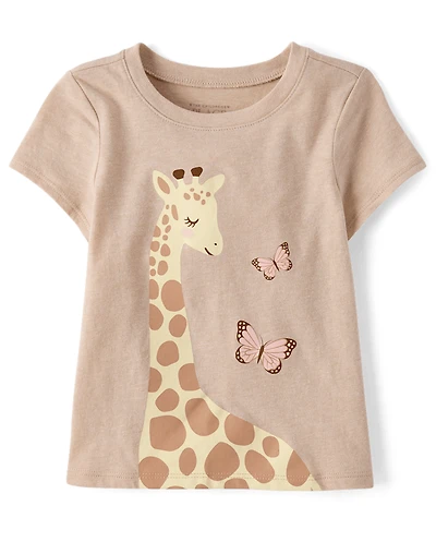 T-shirt graphique girafe pour bébés et petites filles