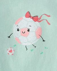 Baby And Toddler Girls Soccer Ball Graphic Tee