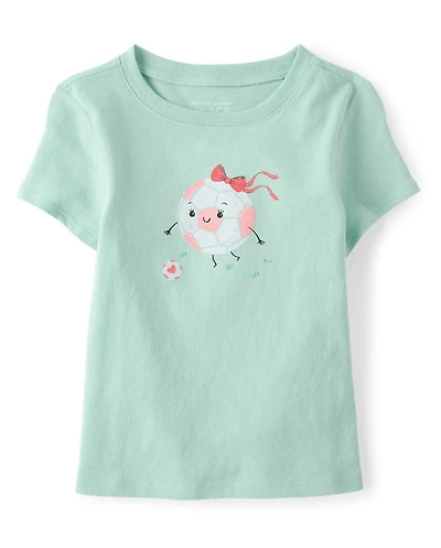 Baby And Toddler Girls Soccer Ball Graphic Tee