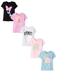 Girls Summer Graphic Tee 5-Pack