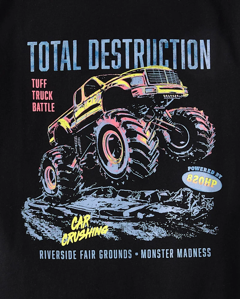 Boys Total Destruction Monster Truck Graphic Tee