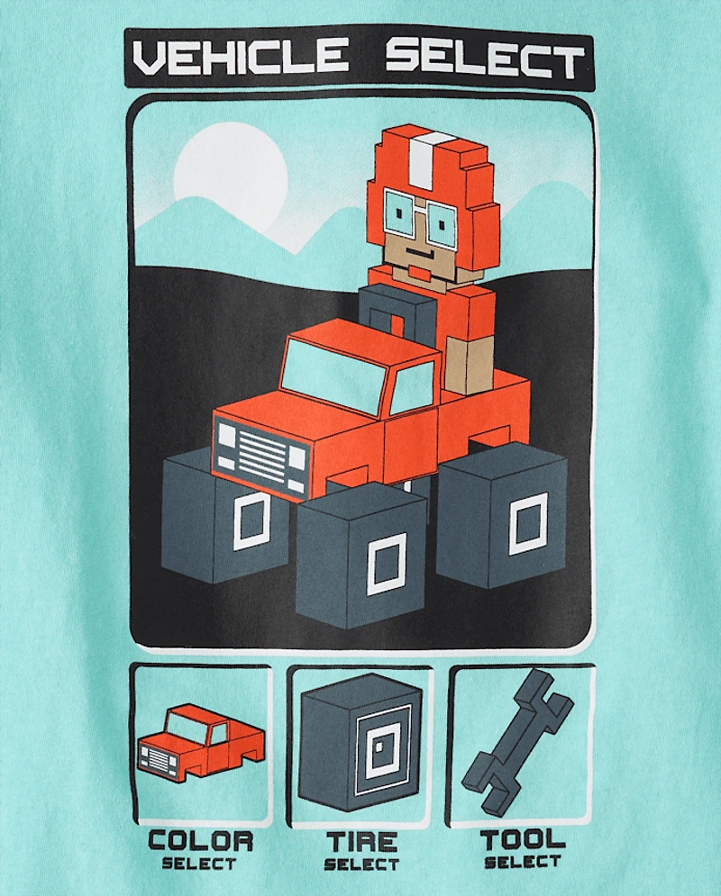 T-shirt graphique de véhicule jeu vidéo pour garçons