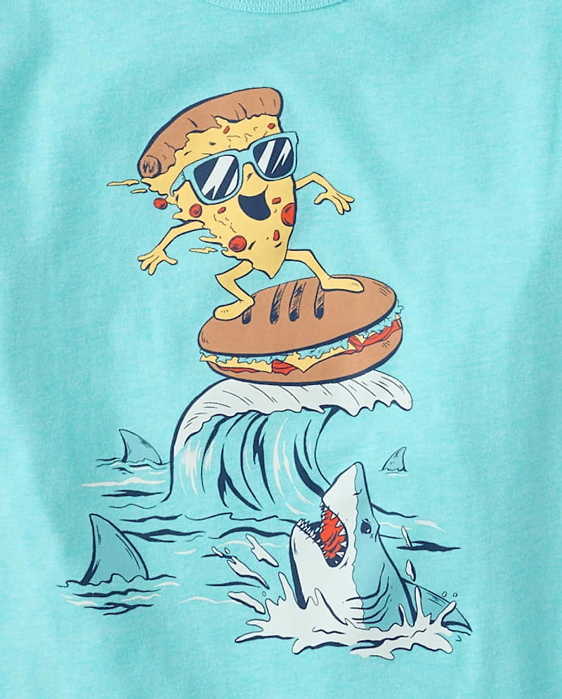 Boys Pizza Surfer Graphic Tee
